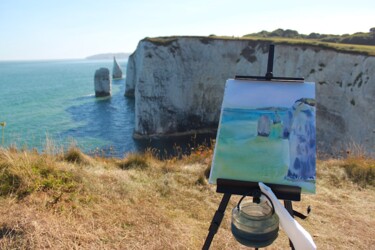 Plein air painting Old Harry Rocks, England