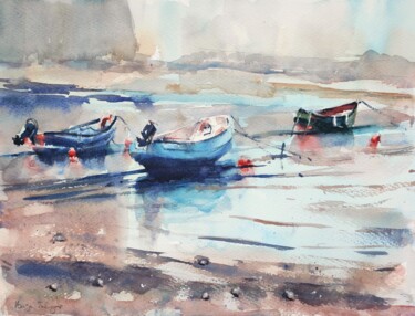 THREE BOATS AT STAITHES