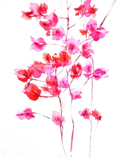 PINK - Watercolour flower painting- hot pink bougainvillea