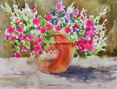 Petunia flowers in a garden pot